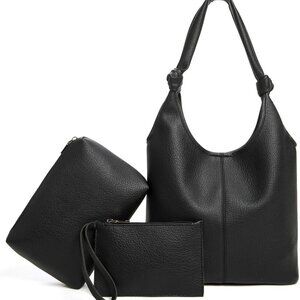 Vegan Leather Hobo Purse Set Slouchy Shoulder Bag Clutch Small Purse for Women